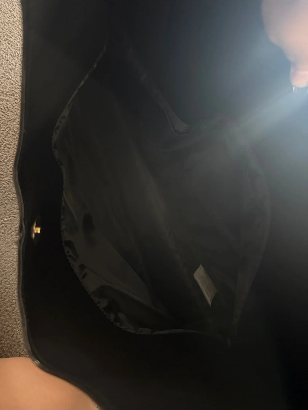 VS Classic Black Faux Leather Tote with Wide Strap